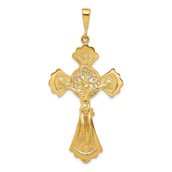 Million Charms 10k Yellow Gold Religious Crucifix Necklace Charm Pendant